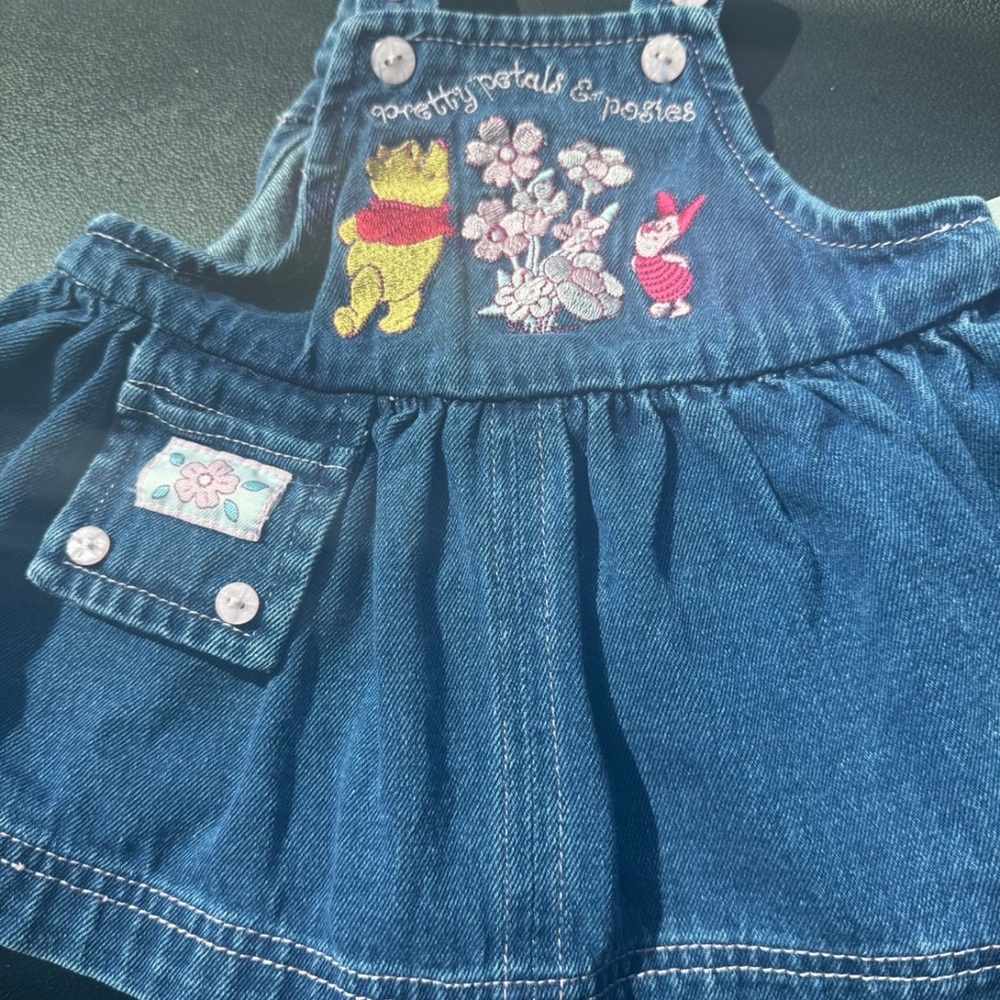 Adorable Blue Denim Kids Dress with Embroidered Characters